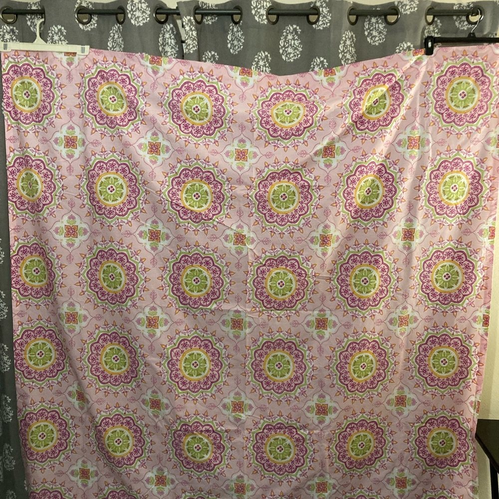 MudHut bright pink medallion shower curtain